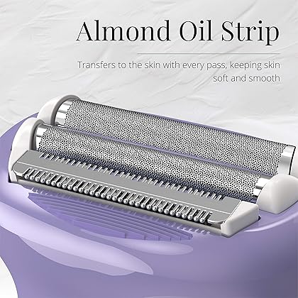 Remington WDF5030A Smooth & Silky Electric Shaver for Women, 4-Blade Smooth Glide Foil Shaver and Bikini Trimmer with Almond Oil Strip, Purple/White