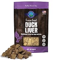 Freeze Dried Dog Treats, Duck Liver, All Natural Freeze-Dried Dog Treat & Dog Snacks, Made in USA, High in Protein, Essential Nutrition of Raw Dog Food, 3oz