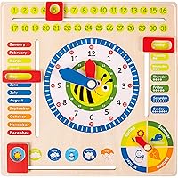 Wooden Toys Educational Board Date, Time & Season Wooden Educational Toy Playset Designed for Children 3+, Multi (4768)