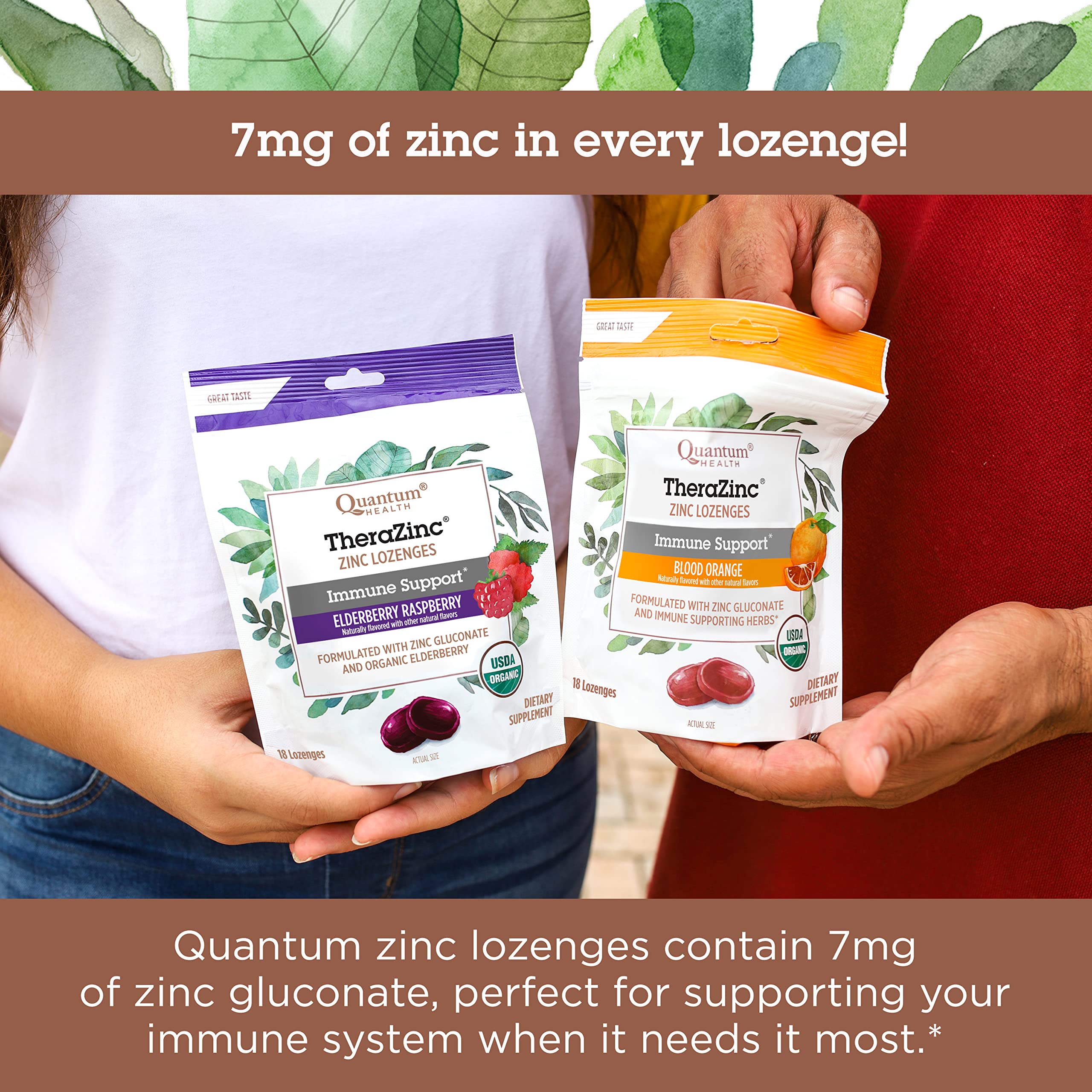 Quantum Health TheraZinc USDA Organic Zinc Lozenges|Elderberry Raspberry|Immune Support Formulated with Zinc Gluconate|Fast Relief|No Aftertaste|18 Count