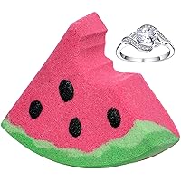 Watermelon and Sugar Bath Bomb with Size 7 Ring Inside Extra Large Made in USA