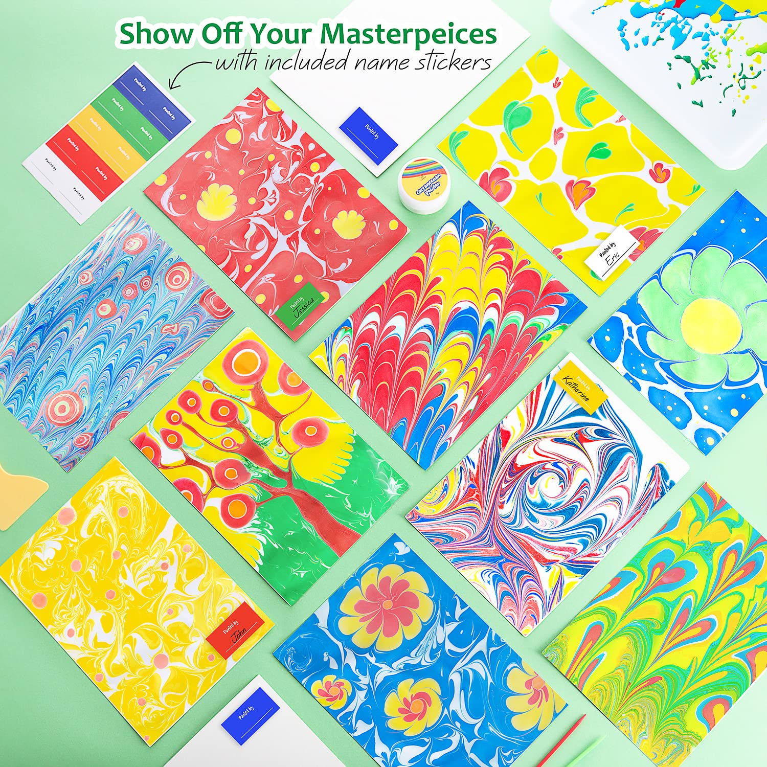 CraftBud Arts and Crafts for Kids Ages 8-12 Girls & Boys, Water Marbling Paint Kit for Kids, Great Kids Activities, 5 Paint Colors, Fun Kids Art Marble Painting Kit, Perfect Kids Gift for All Ages