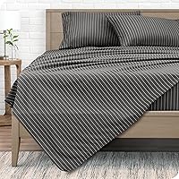 Bare Home Twin Sheet Set - 1800 Ultra-Soft Microfiber Twin Bed Sheets - Deep Pockets - Easy Fit - Extra Soft - 3 Piece Set - Bedding Sheets & Pillowcases (Twin, Pinstripe - Grey/White)