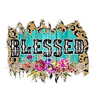 Blessed Floral Leopard Rustic Design Sublimation Heat Press Transfer Ready to Press Full Color Heat Transfer to DIY T-Shirt 5 Sizes to Choose From 6, 7.5, 9, 11 & 12 inch
