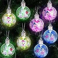 Joiedomi 8 Pcs 3.15'' LED Christmas Ball Ornament, Lighted Hanging Plastic Ball Ornaments for Christmas Tree, Light Up Colorful Christmas Ornaments for Holiday Decoration, Xmas Tree Ornaments