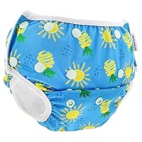 Swim Diaper - Blue Sunny Pineapple Size 0-5 Adjustable Toddler and Baby Swimming Diaper Reusable Swimmers