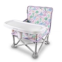 Summer by Bright Starts Pop ‘N Sit Portable Booster Booster Chair, Floor Seat, Indoor/Outdoor Use, Compact Fold, Joyful Geo, 6 Mos - 3 Yrs
