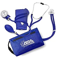 ASA TECHMED Dual Head Sprague Stethoscope and Sphygmomanometer Manual Blood Pressure Cuff Set with Case, Gift for Medical Students, Doctors, Nurses, EMT and Paramedics, Royal Blue