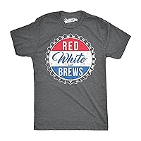 Mens Red White and Brews Funny T Shirts Vintage USA Beer Novelty Graphic T Shirt