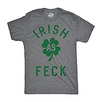 Mens Irish As Feck T Shirt Funny Saint Patricks Day Shamrock Lucky Tee for Guys