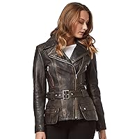 Smart Range 'FEMININE' Ladies Black Bronze WASHED Biker Style Designer Real Leather Jacket 2812