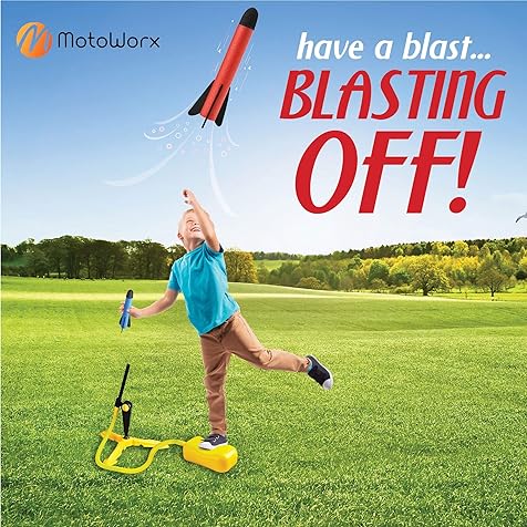 Toy Rocket Launcher for kids – Shoots Up to 100 Feet – 6 Colorful Foam Rockets and Sturdy Launcher Stand, Stomp Launch Pad - Fun Outdoor Toy for Kids - Gift Toys for Boys and Girls Age 3+ Years Old
