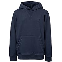 Nautica Boys' Pullover Hoodie Sweatshirt, Signature Logo Design, Kangaroo Pockets, Made with Lightweight Fleece