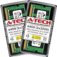 A-Tech 64GB Kit (2x32GB) RAM for Synology DiskStation DS723+, DS923+ NAS | DDR4 2666MHz PC4-21300 ECC SODIMM 2Rx8 1.2V 260-Pin Memory Upgrade