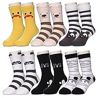 SDBING 6 Pairs Kids Fuzzy Socks Toddler Non Slip Socks Boys Girls Soft Fluffy Winter Warm Slipper Socks with Grips