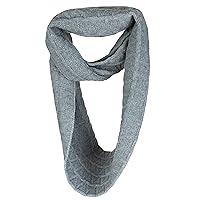 Mens Zig-Zag 100% Cashmere Infinity Scarf Snood - Light Gray - made in Scotland