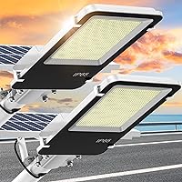 Solar Street Lights Outdoor - 4800W Solar Parking Lot Lights - Solar Flood Light Powered Waterproof with Remote Control, Dusk to Dawn, LED Street Lights Outdoor for Commercial Grade(2 Pack)