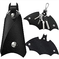 Leather Bat Keychain Car Key Fob EDC Key Chain Case Accessories with Key Ring Clip for Men Women Boyfriend Gifts
