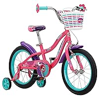 Schwinn Jasmine Kids Bike with Training Wheels, 16-Inch Wheels, Boys and Girls Ages 3-5 Years Old, Basket, Coaster and Hand Brakes, Perfect for Young Riders