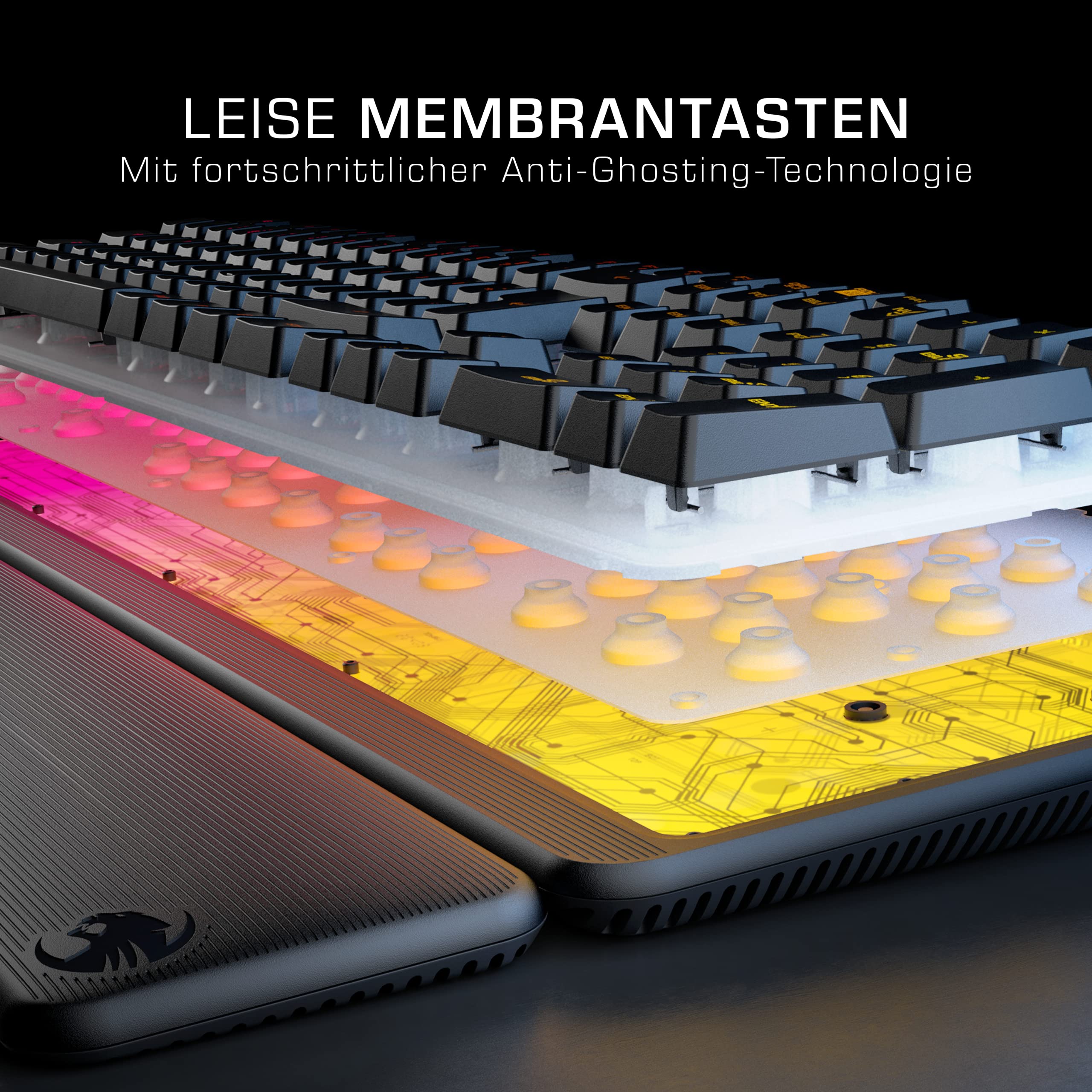 Roccat Magma - Membrane RGB Gaming Keyboard mit RGB-Beleuchtung (DE Layout), schwarz
