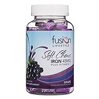 Iron Supplement for Women and Men, Grape Flavored Iron Soft Chew Plus Vitamin C for Iron Deficiency and Anemia, 2 Month Supply, 60 Count