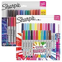 Sharpie Permanent Markers, 24-Count Cosmic Color & 24-Count Colorburst Ultra Fine Point Markers, Total of 48