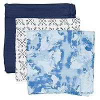 HonestBaby 3-Pack Organic Cotton Swaddle Blankets, Watercolor World, One Size