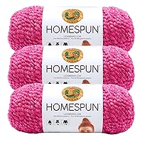 (3 Pack) Lion Brand Yarn Homespun Bulky Yarn, Peony
