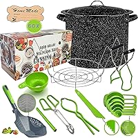 Canning Pot with Rack and full Set + ½ Pint ladle Measuring Cups - Supplies Kit for Beginner, Food Grade Stainless Steel Accessories Starter