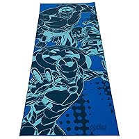 Marvel Avengers Kids Yoga Mat Non Slip, All Purpose PVC Fitness and Workout Mat for Boys and Girls, Features Iron Man, Hulk and Captain America, Navy, 3 mm
