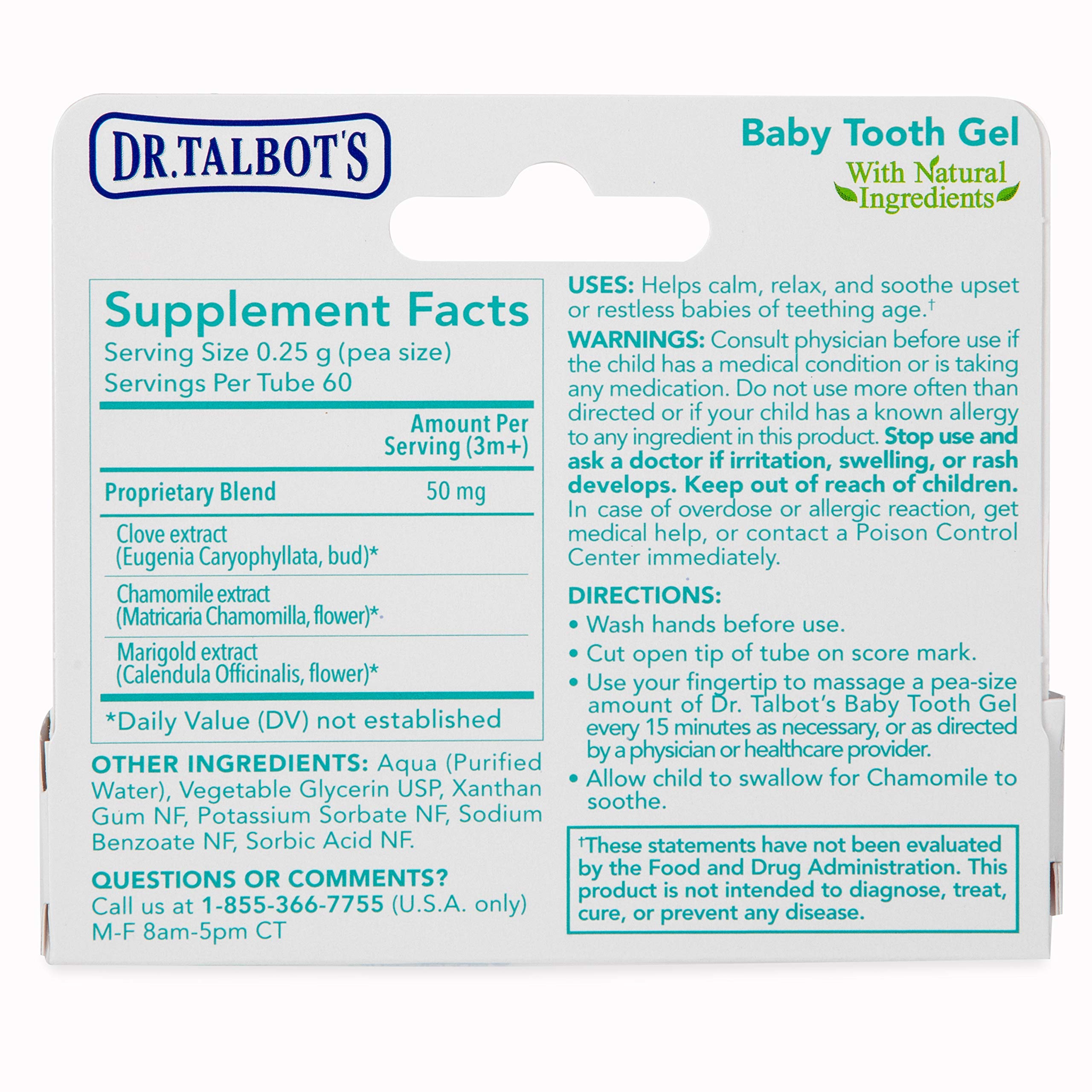 Nuby by Dr. Talbot's Baby Tooth Gel for Sore Gums, Naturally Inspired, Benzocaine Free, Belladonna