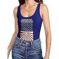 Ma Croix Womens Patriotic Racer Back Tank Top Empire of The Pacific Independence Day Graphic Print Tee