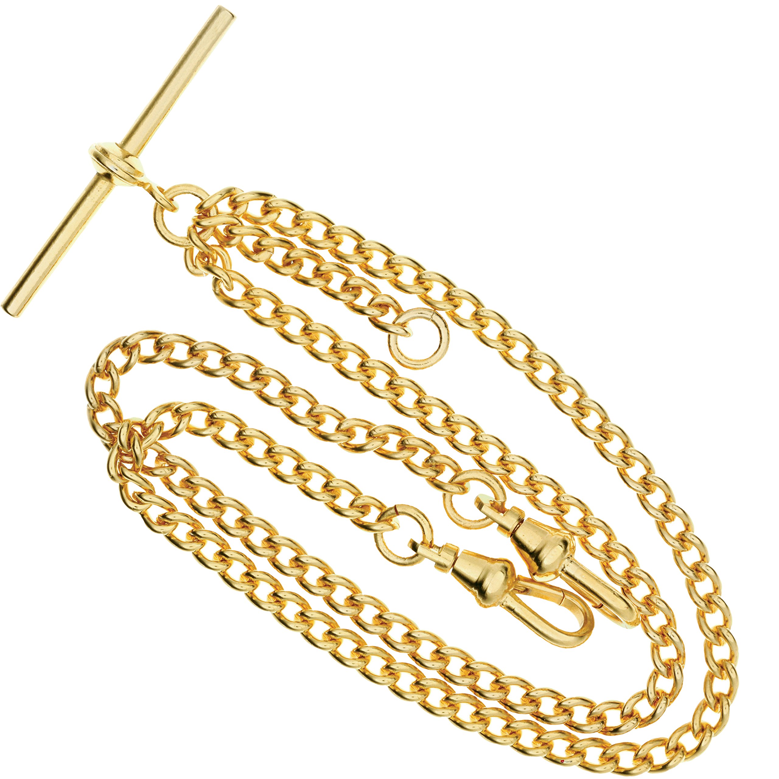 I LUV LTD Double Albert Chain for Pocket Watch - Finished in Rolled Gold - Gift Gents