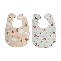 Pearhead Woodland Muslin Baby Bib Set, Easter Basket Stuffers Toddler Boys and Girls, Baby Bibs, First Easter Gifts, Cotton Muslin Drool Bib Set, Lightweight Bibs For Babies 0+ Months, Set Of 2