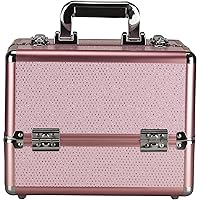 DC4211KLPK Pink Krystal 2-Tiers Accordion Trays Makeup Cosmetic Craft Storage Organizer Case – C4211