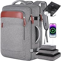 Travel Backpack for Men Women,40-50L Extra Large Carry on Backpack Airline Aprroved,17 Inch Laptop Expandable Large Suitcase Backpack With 4 Packing Cubes, Luggage Daypack Weekender Bag Gifts,Grey