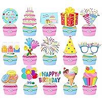 30Pcs Colorful Birthday Cupcake Toppers for Kids’ Birthday Party Cupcake Decorations | Colorful Cupcake Toppers Picks Decorations Perfect for Boys Girls Birthday Party Decorations.