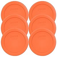 Pyrex Orange 2 Cup Round Storage Cover #7200-PC for Glass Bowls (6 Pack)