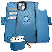 Dreem Bundle: Fibonacci Wallet-Case for iPhone 14 Plus with Om for Apple AirPods 3 Case [Slate]