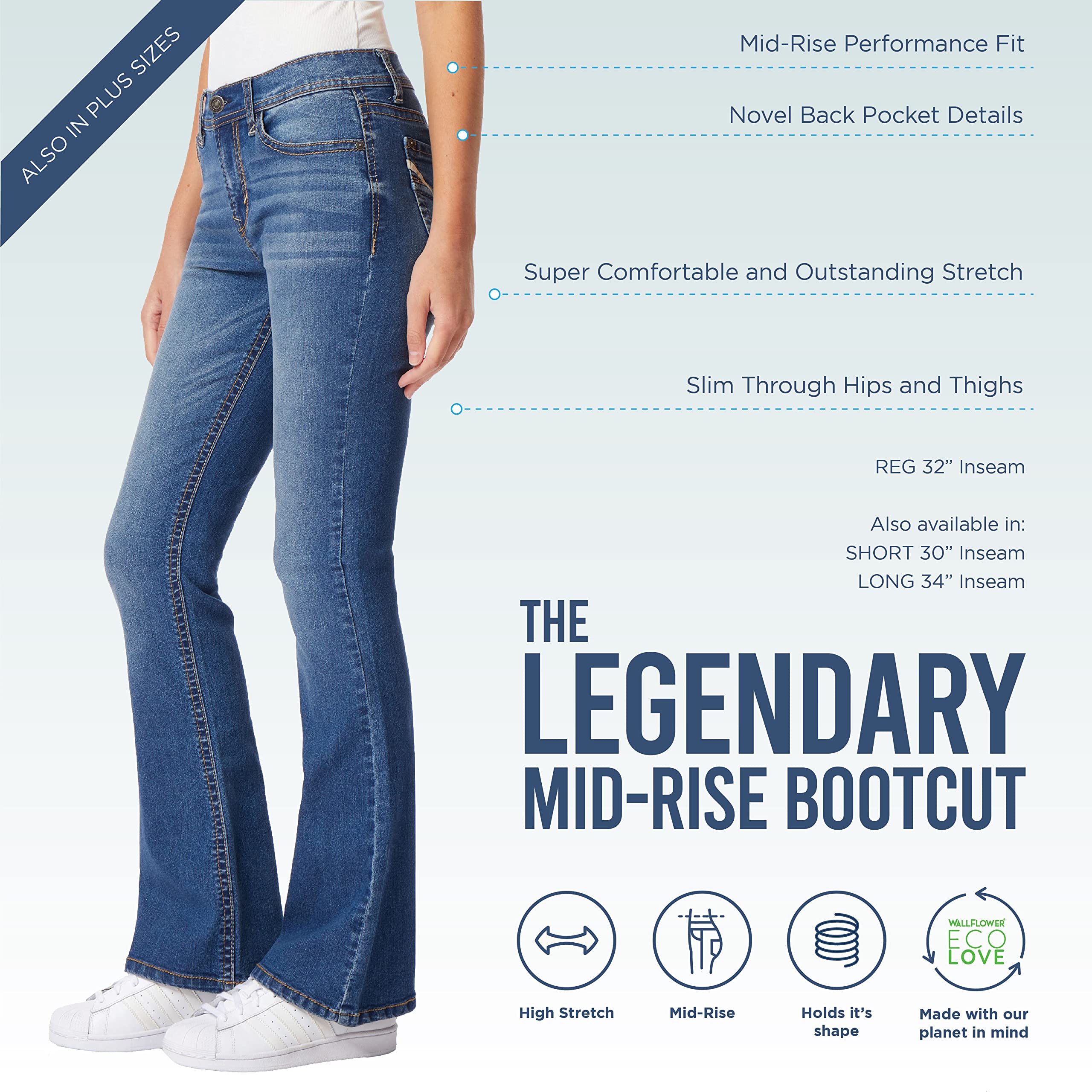 WallFlower Women's Instastretch Legendary Classic Fit Bootcut Jeans