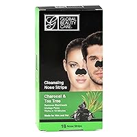 18 Nose Cleansing Strips of Activated Charcoal & Tea Tree Nose Strips For Blackheads Removal Charcoal Blackhead Remover Strips - 18 Ct