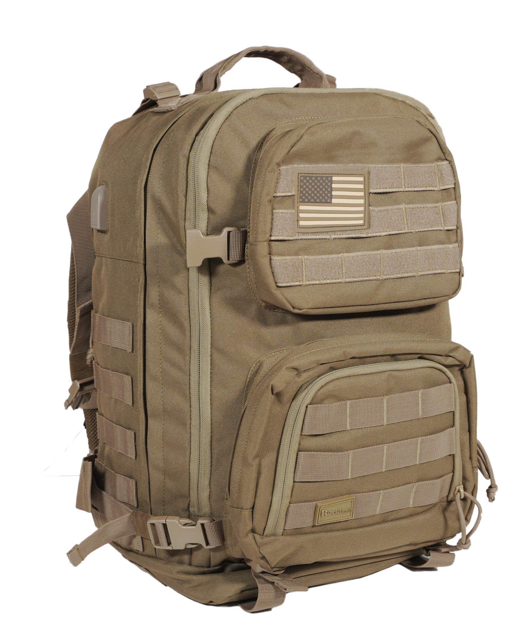 Rockland Military Tactical Laptop Backpack, Tan, Large