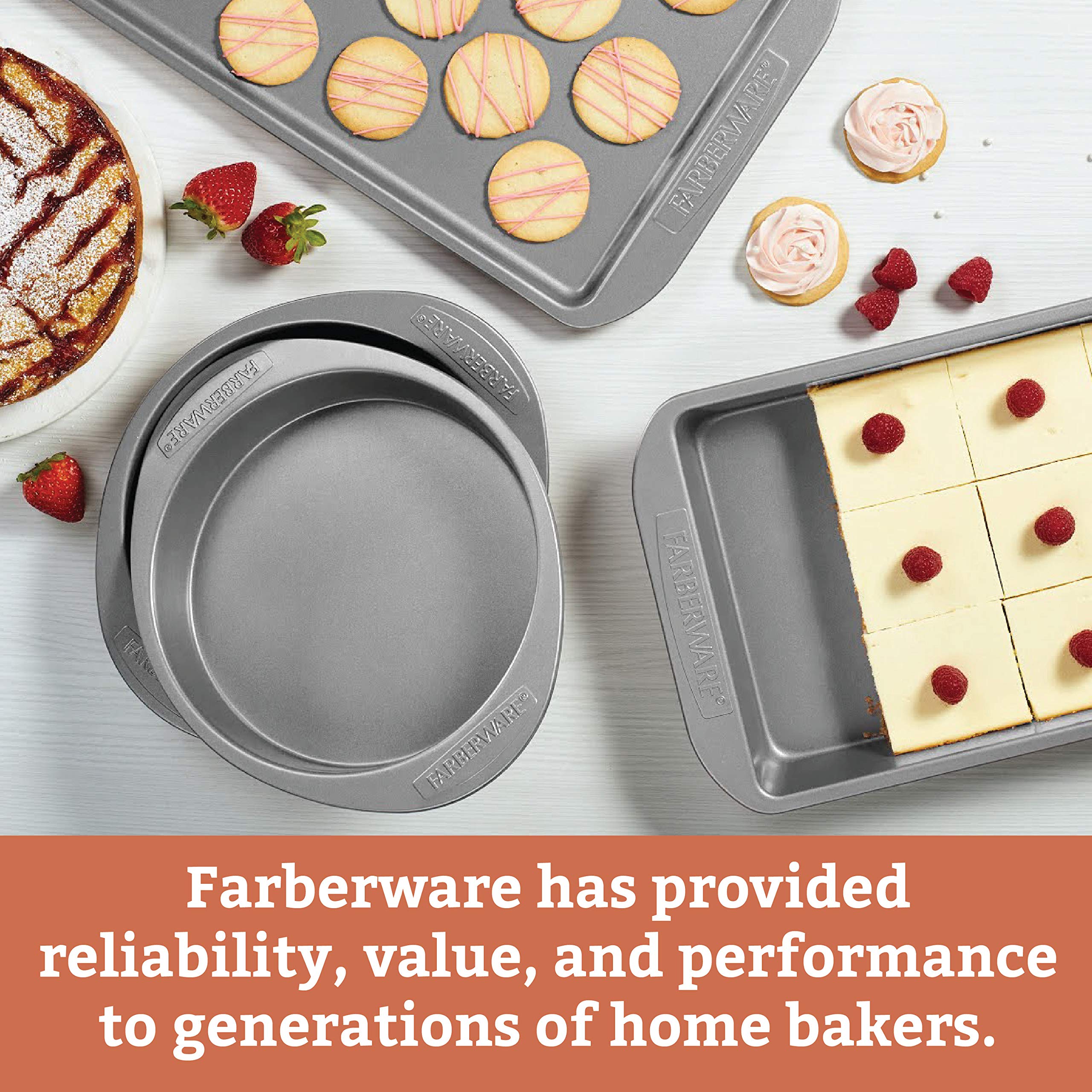 Farberware Nonstick Bakeware Springform Baking Pan / Nonstick Springform Cake Pan / Nonstick Cheesecake Pan, Round - 9 Inch, Gray