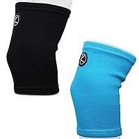 Compression Knee Sleeves Bundle for Boys and Girls: 1 Black Kids Knee Sleeve and 1 Blue Kids Knee Sleeve