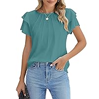 Blooming Jelly Women Dressy Casual Tops Business Work Blouses Summer Shirts Short Sleeve Crew Neck Outfits 2024