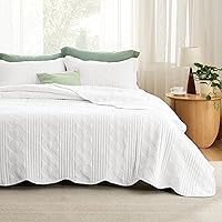 Bedsure King Size Quilt Set - Pre-Washed King Size Bedding Set - Ultra Soft Bedspread King Size - White Bedding Coverlet for All Seasons (Includes 1 Quilt, 2 Pillow Shams)