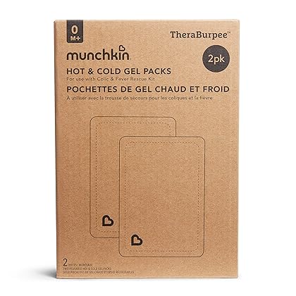 Munchkin® TheraBurpee 2 Pack Premium Hot & Cold Gel Pack for use with Colic & Fever Rescue Kit, Fabric-Covered, Reusable, Gray