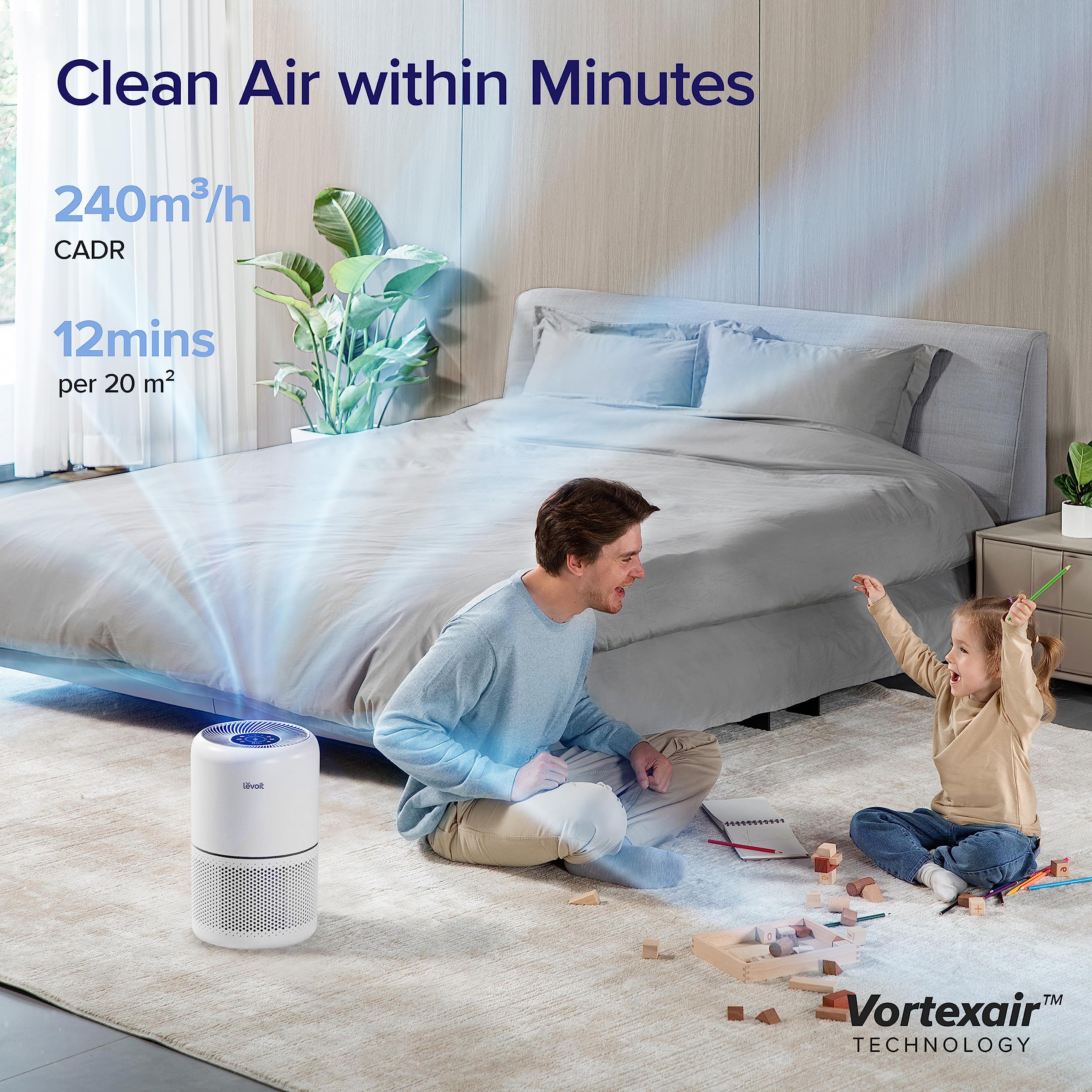 LEVOIT Smart Air Purifier for Home Bedroom, H13 HEPA Air Filter with Real Time Air Quality Sensor, Removes Pollen Allergies Dust Odours, Alexa Enabled Air Cleaner with Quiet Auto Mode, Core300S