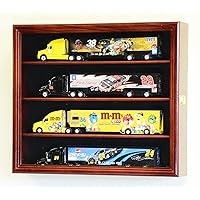 1:64 Scale Hot Wheels Semi Big Rig Trailer Truck Display Case Cabinet Holds 4 (Cherry Finish)