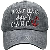 Women's Baseball Cap Embroidered Boat Hair Don't Care Vintage Distressed Dad Hat